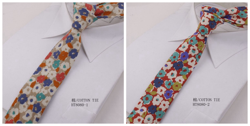 Custom bespoke cotton printed flowers wedding ties