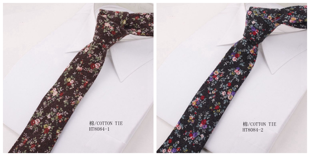 Custom bespoke cotton printed flowers wedding ties