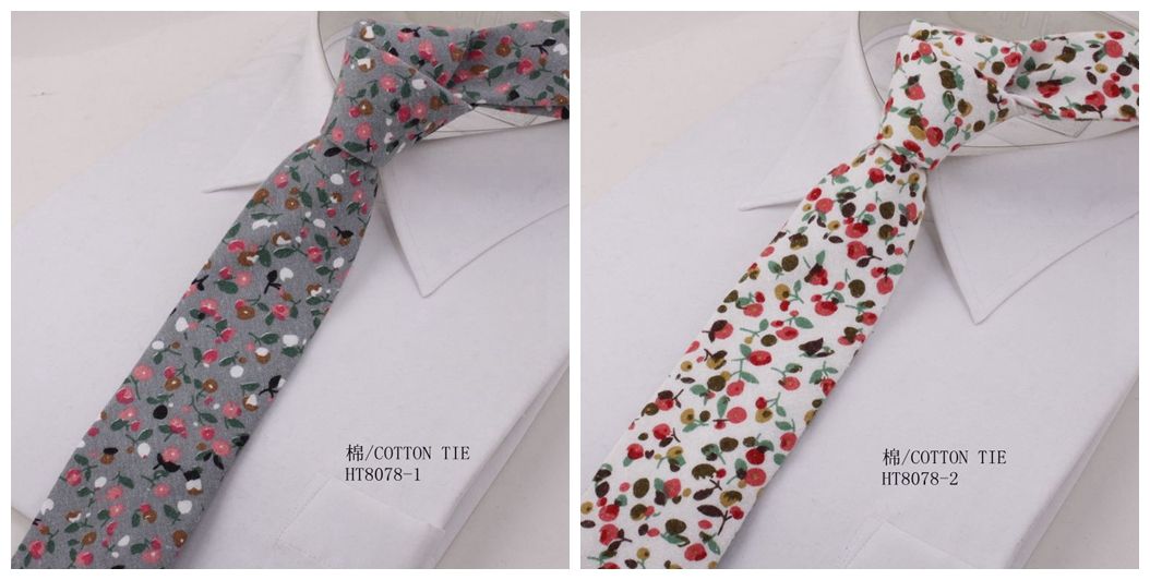 Custom bespoke cotton printed flowers wedding ties