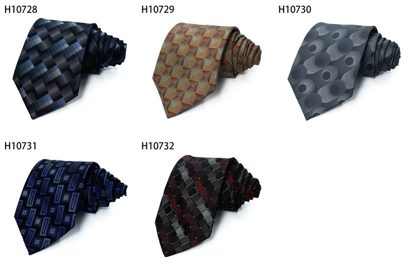 Custom Woven black and white polka dots ties plaid polyester ties