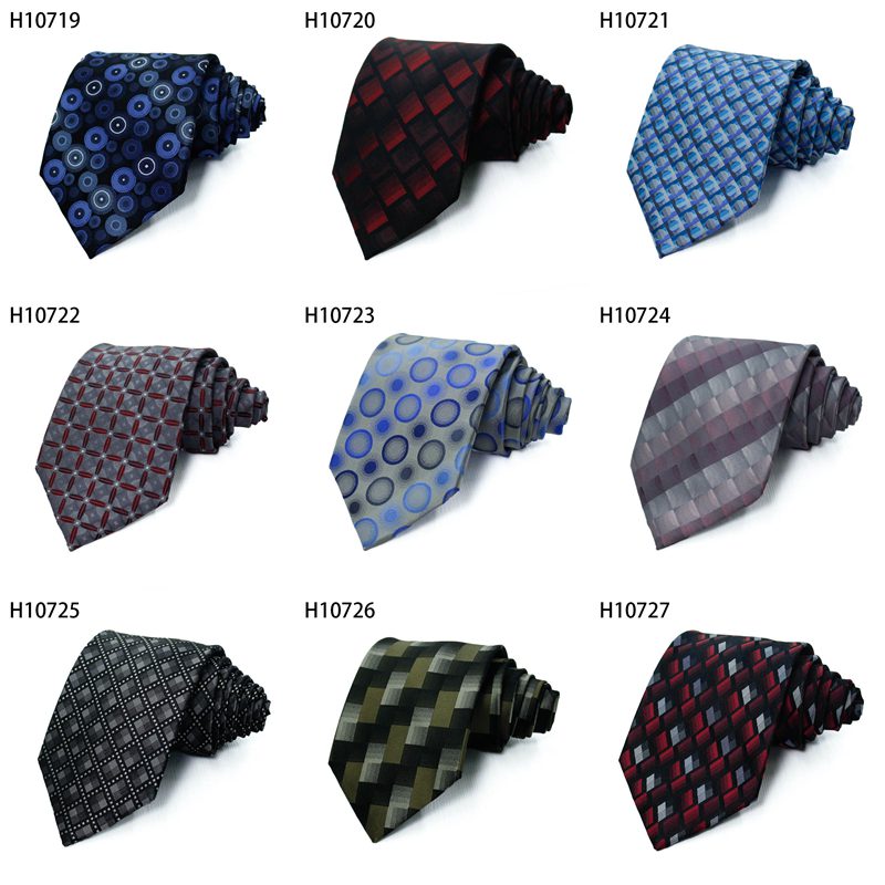 Custom Woven black and white polka dots ties plaid polyester ties