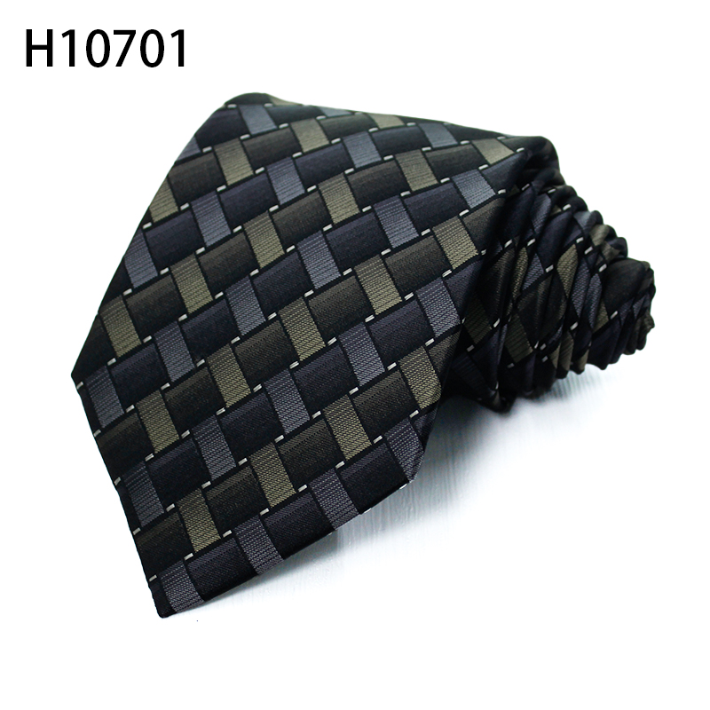 Custom Woven black and white polka dots ties plaid polyester ties