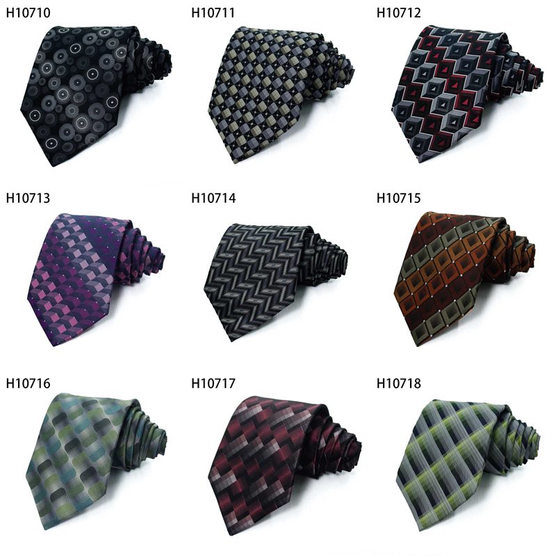 Custom Woven black and white polka dots ties plaid polyester ties