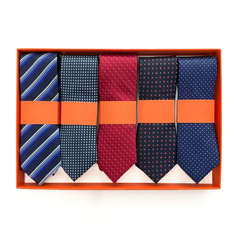 Wholesale Weekly Polyester Neckties Fashion Mens Gift Box 5pcs Set Suit Woven Jacquard Tie