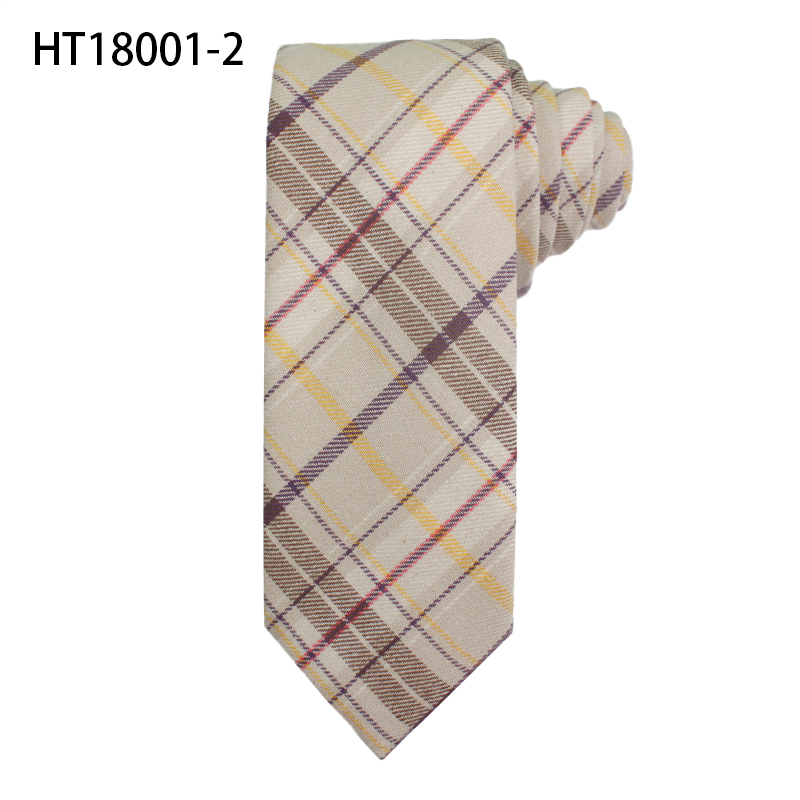 Cotton plaid fashion custom business casual ties for men