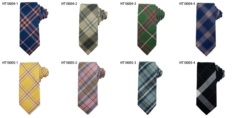 Cotton plaid fashion custom business casual ties for men