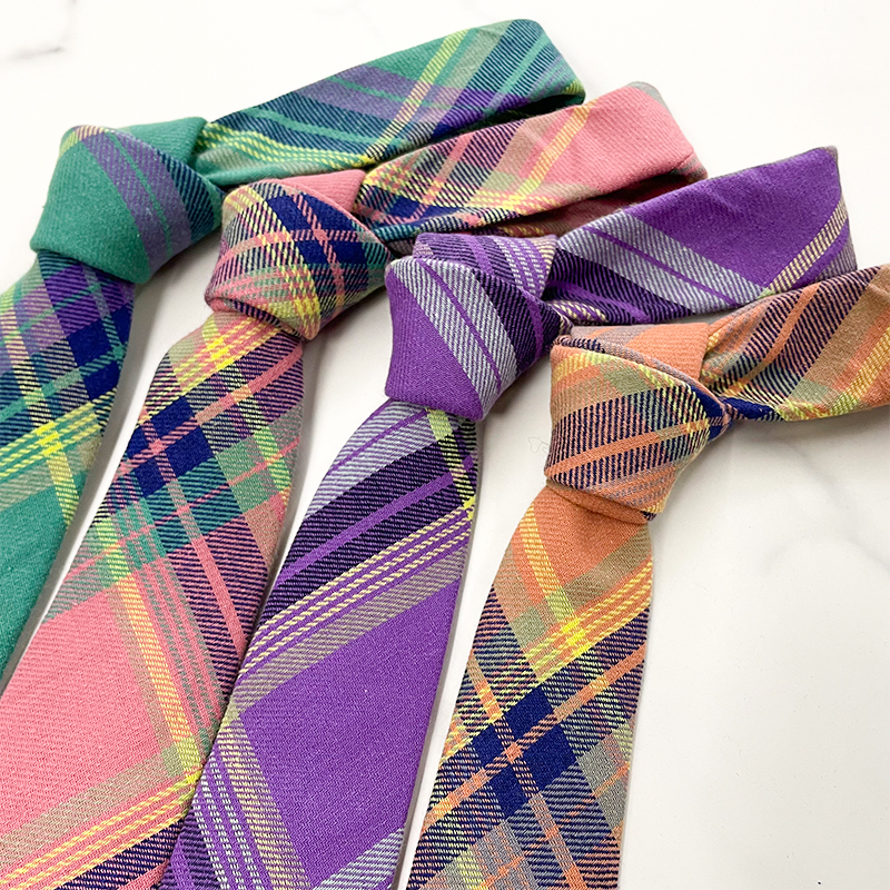 Cotton plaid fashion custom business casual ties for men