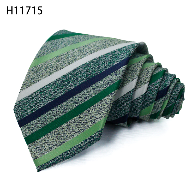 White black stripe with green woven mens skinny neckties