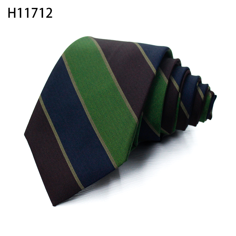 White black stripe with green woven mens skinny neckties