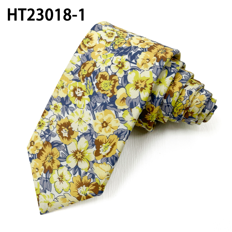 Cotton flowers skinny printed mens fashion ties