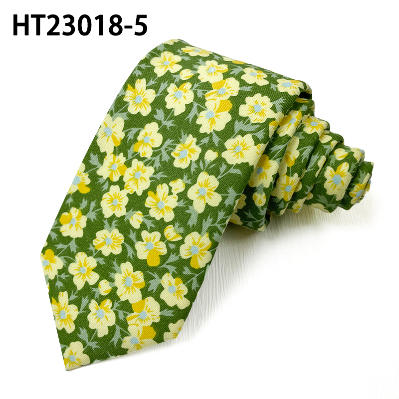 Cotton flowers skinny printed mens fashion ties