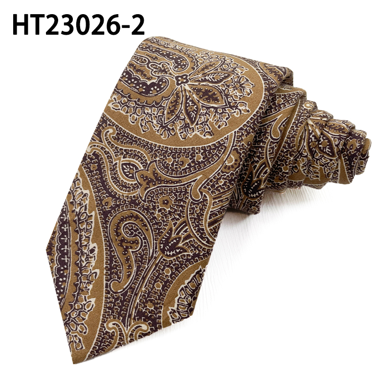 Brown paisley cotton fashion tie