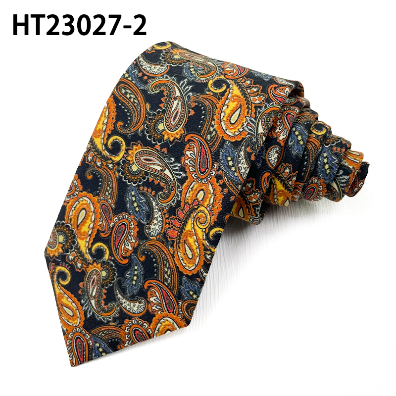 Brown paisley skinny printed tie