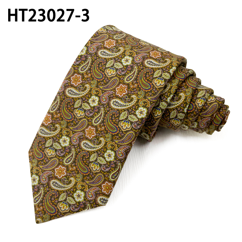 Brown paisley skinny printed tie