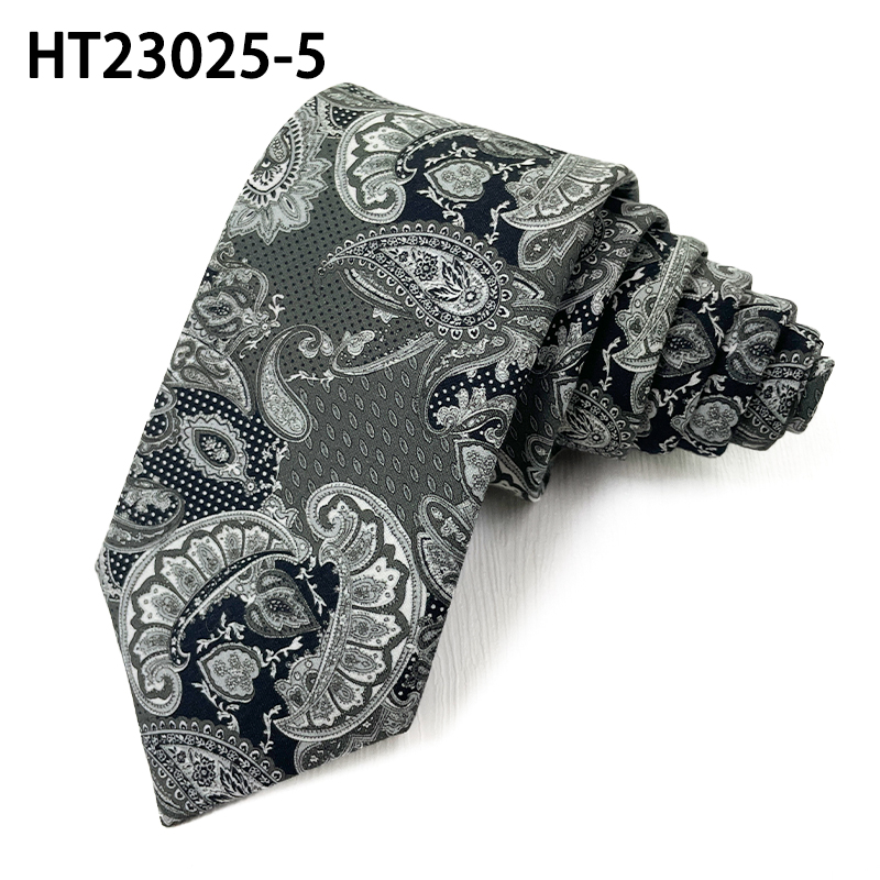 Gray paisley slim tie for men