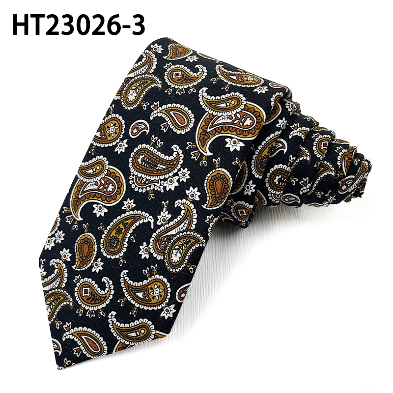 Brown paisley cotton fashion tie