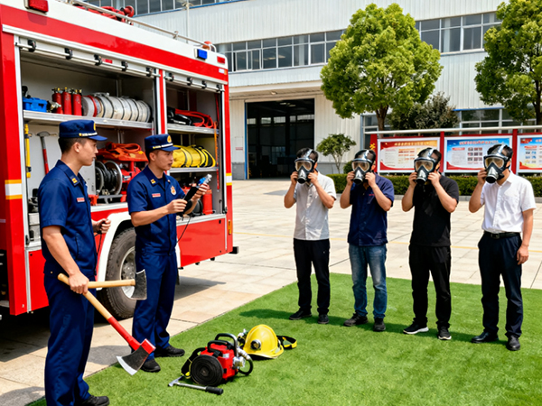 หน่วยดับเพลิงประจำเขตดำเนินการฝึกซ้อมดับเพลิงที่บริษัทของเราเพื่อเพิ่มความปลอดภัยในสถานที่ทำงาน