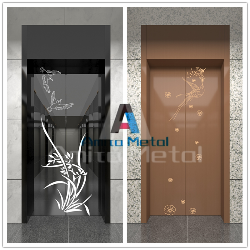 Stainless steel elevator patterned panel hall door panel
