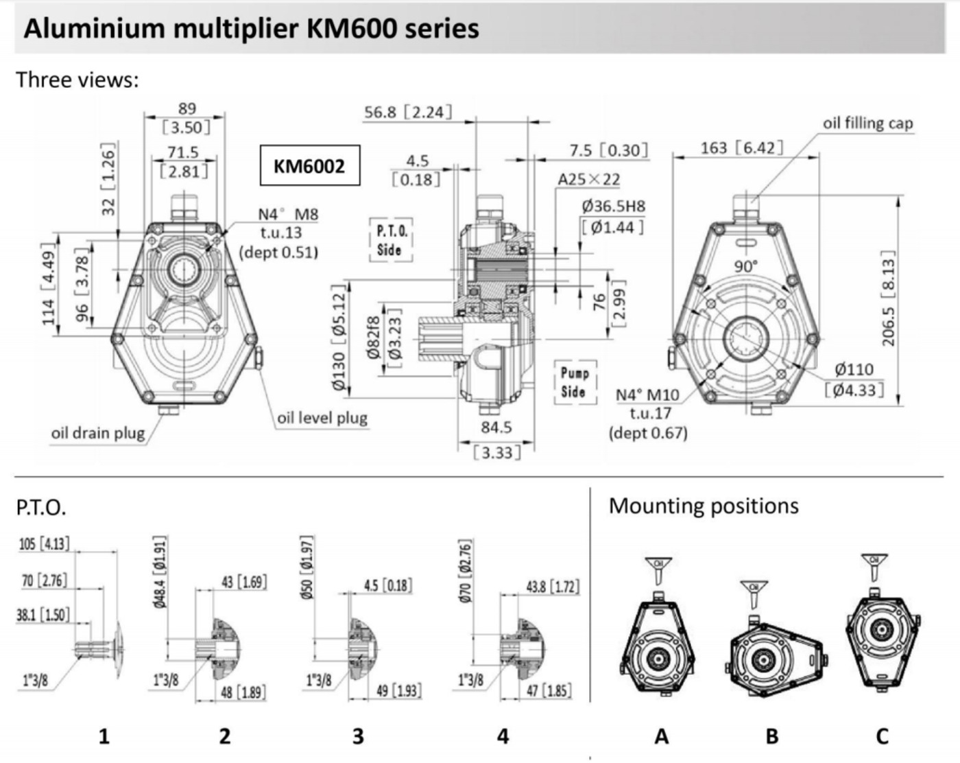 KM6002 PTO Gearbox Premium Helical Bevel Agriculture Machine Part