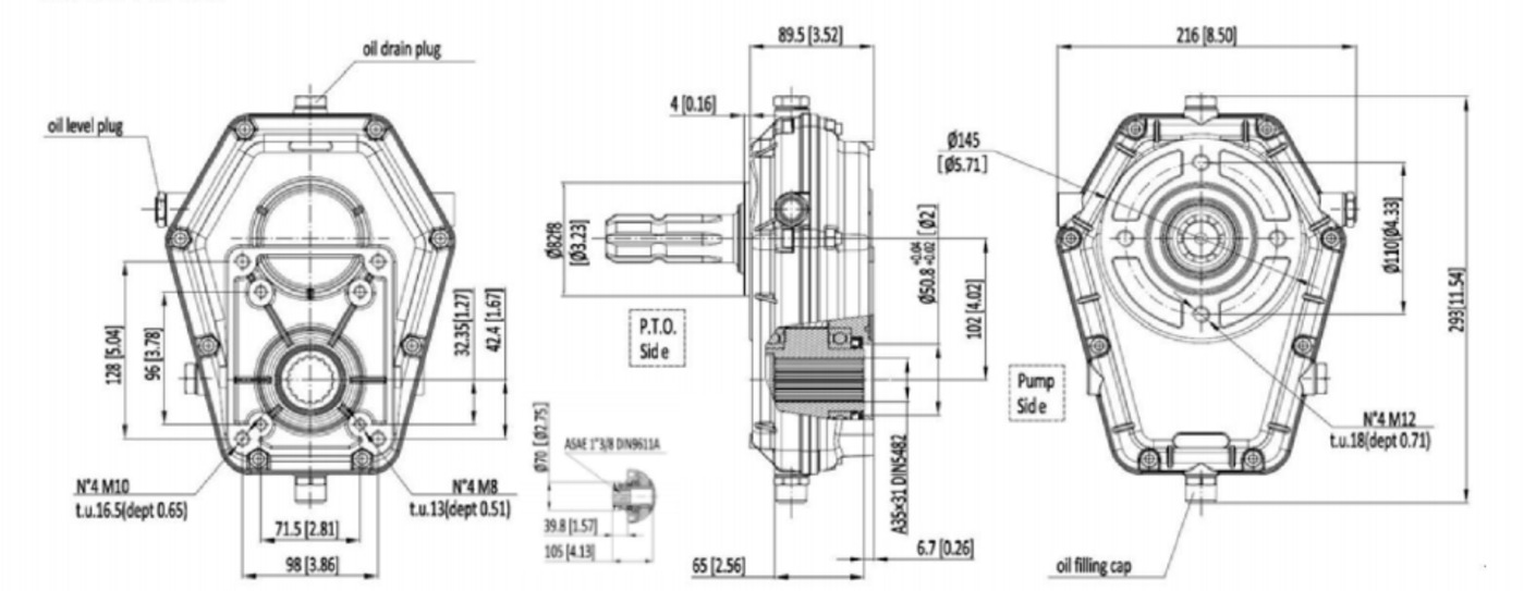 Reliable Performance KmT7004 PTO Gearbox High-efficiency Agricultural Power Take-off for Agricultural Tractor