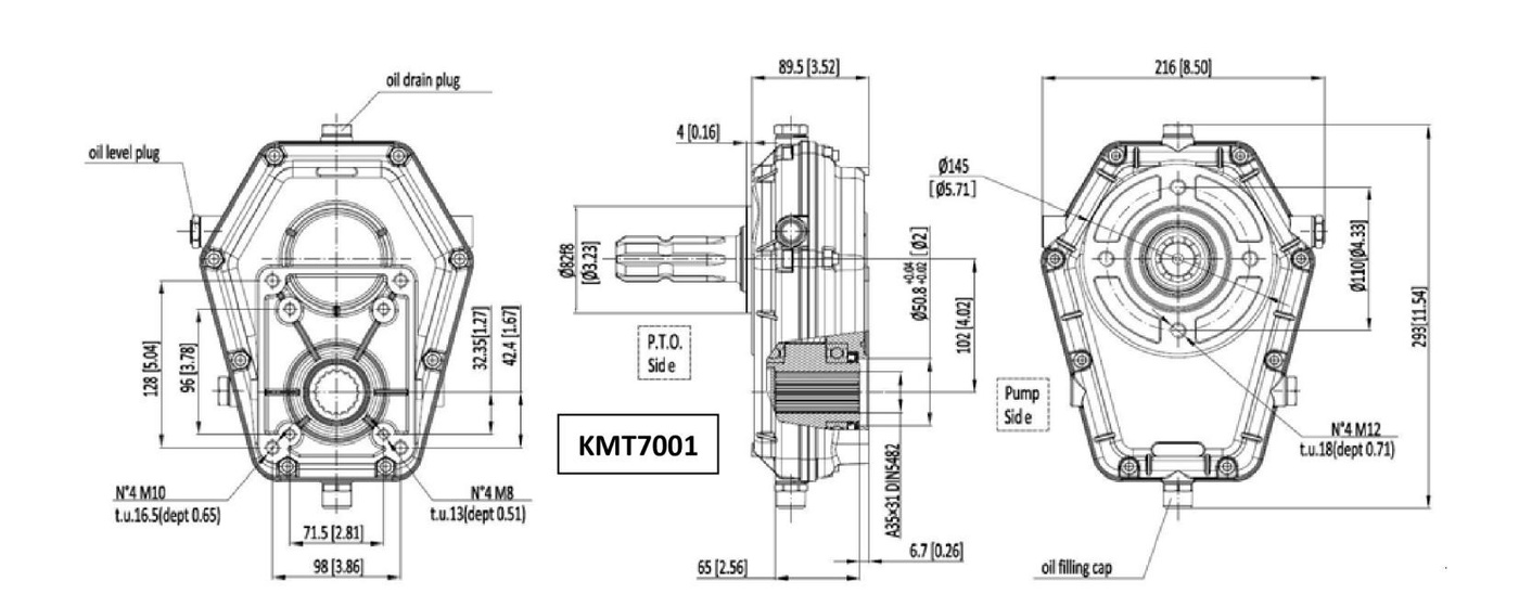 KMT7001 Speed Reducers Power Take-off Pto Gearbox