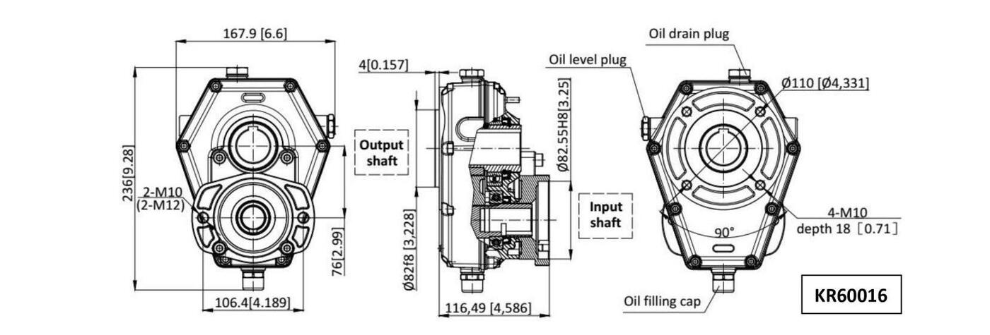 KR60016 PTO Gearbox Reducer Aluminium for Tractor Agricultural Power