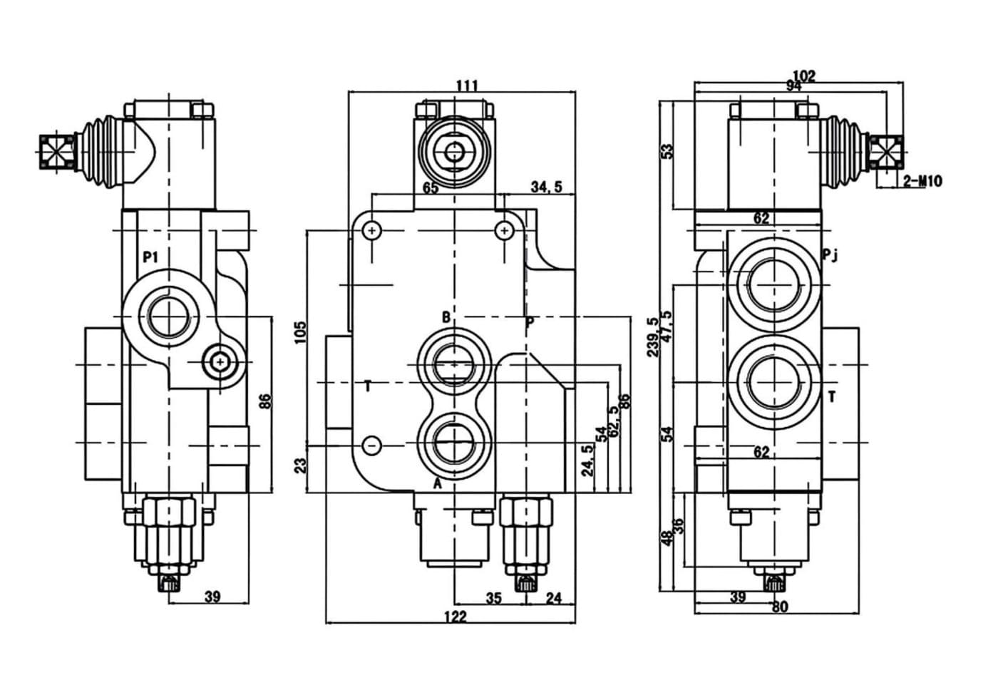 P80-3OT 80lpm Hydraulic Directional Flow Control Valve