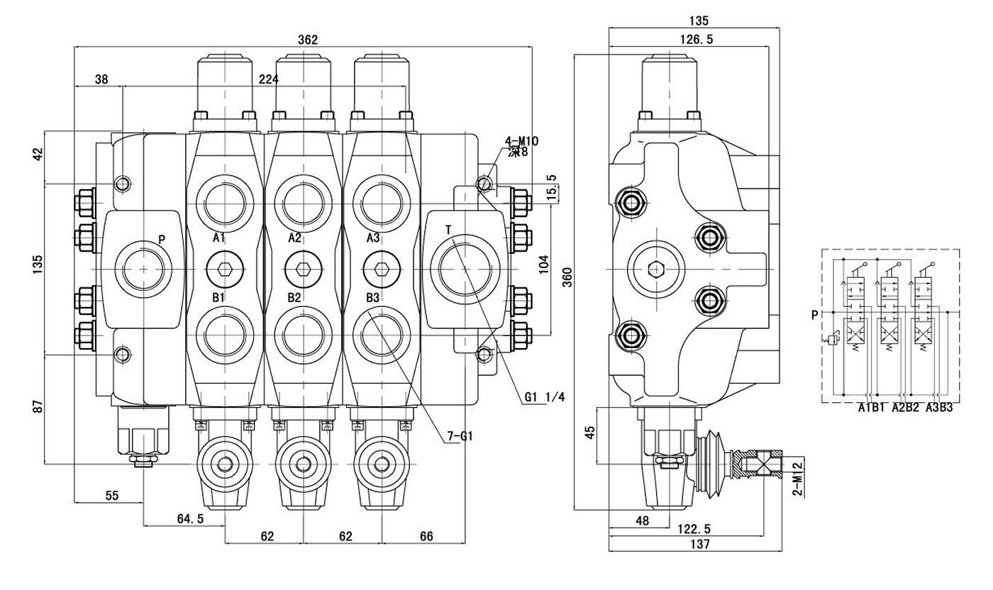 SD25 Hydraulic Directional Manual Flow Control Valve