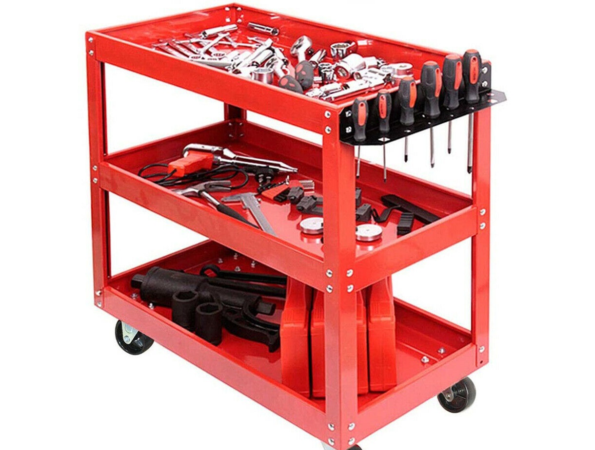 Wheel Tool Rack Heavy Duty Wheel Tool Storage Shelf Rack Trolley For Garage Workshop