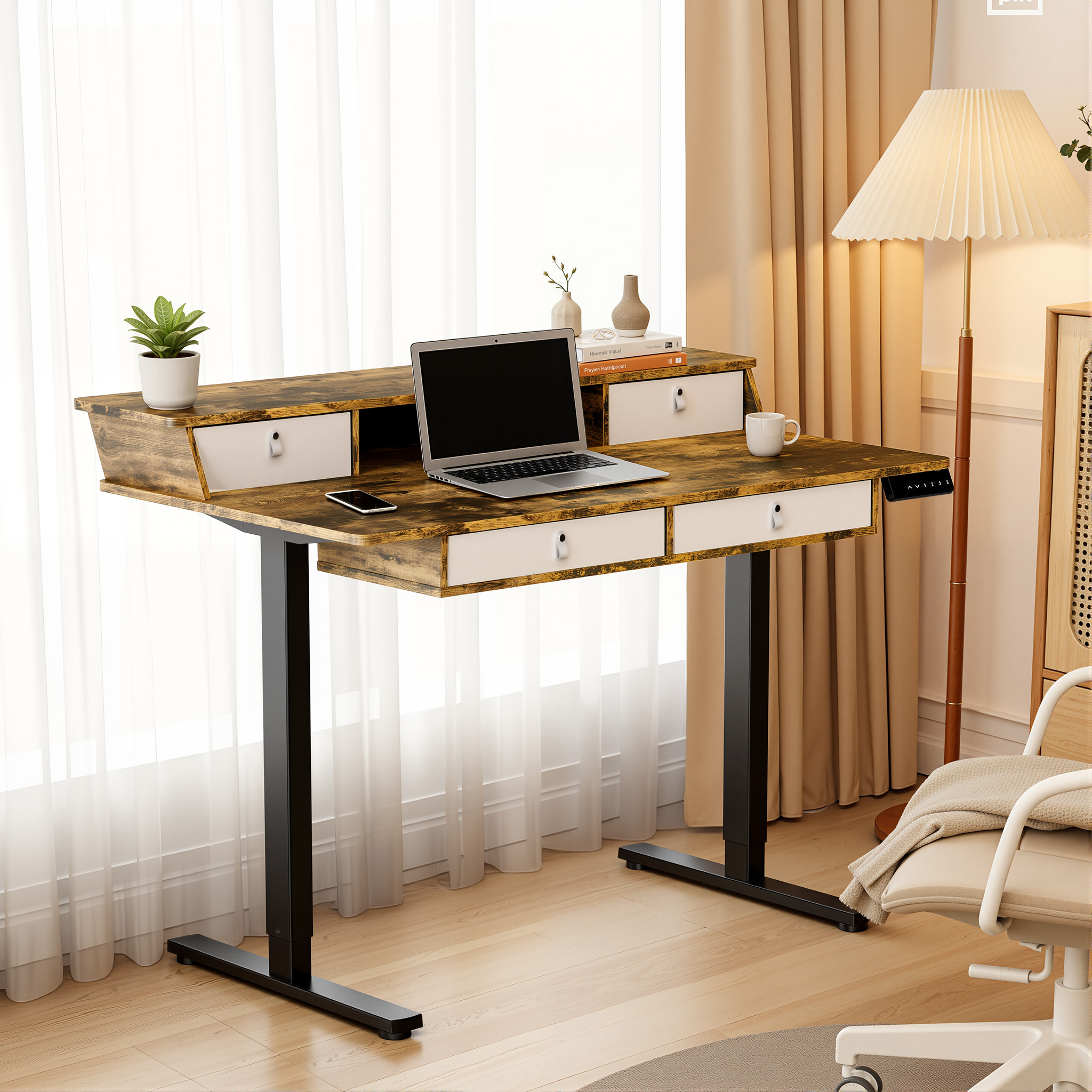 4-Drawer Large-Capacity Standing Desk - Ergonomic Electric Desk