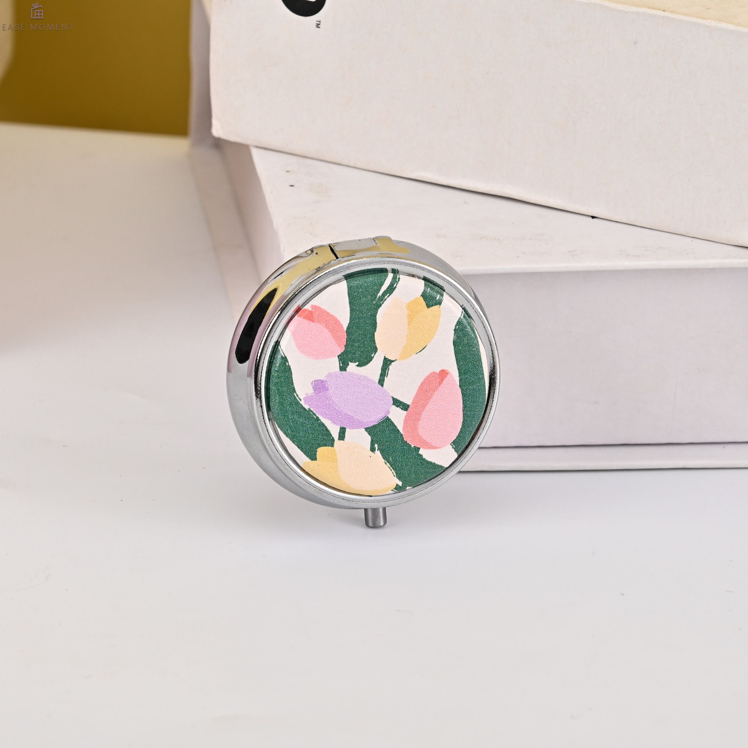 Premium Round Dual-Use Box Mirror Cosmetic Mirror & Small Pill Case
