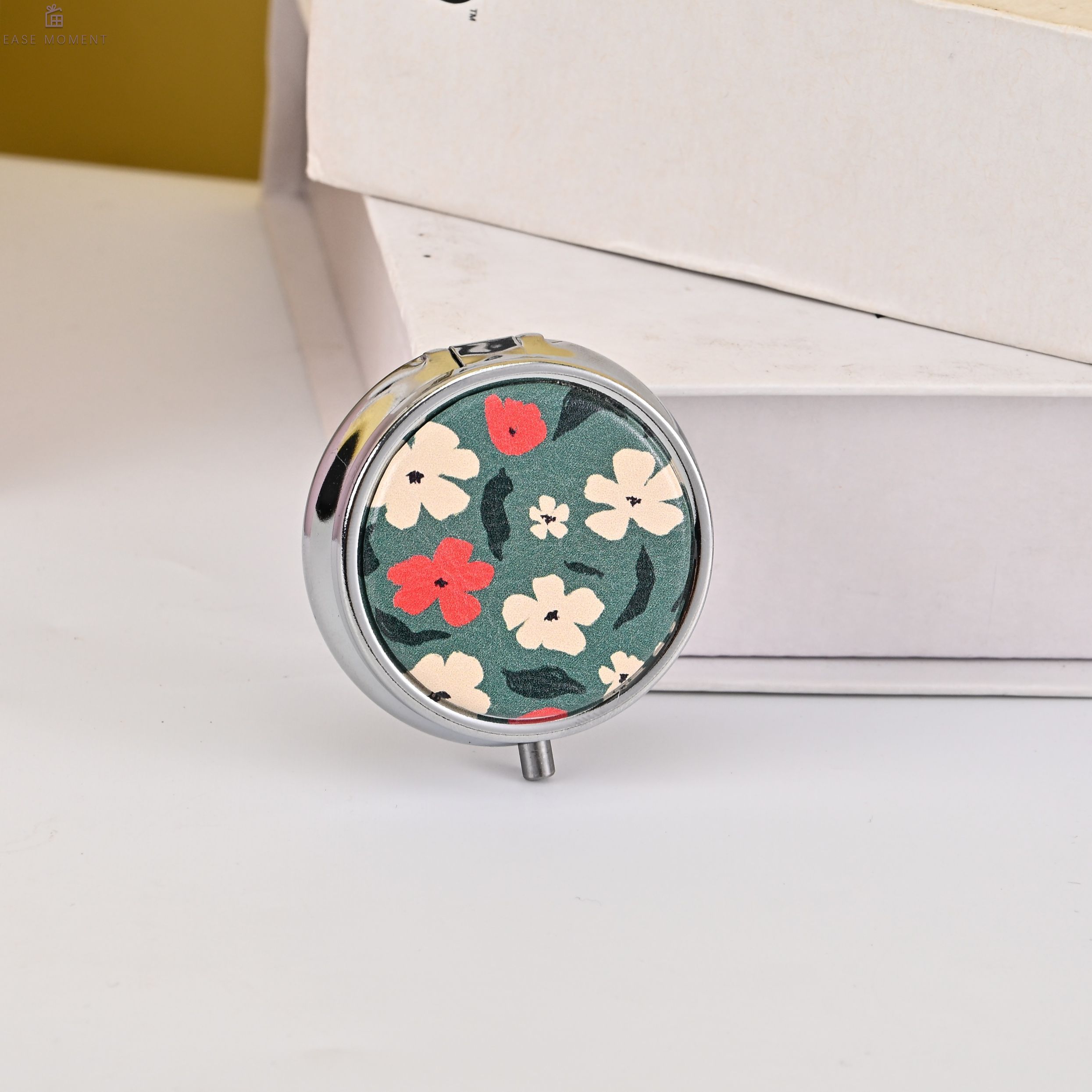Premium Round Dual-Use Box Mirror Cosmetic Mirror & Small Pill Case
