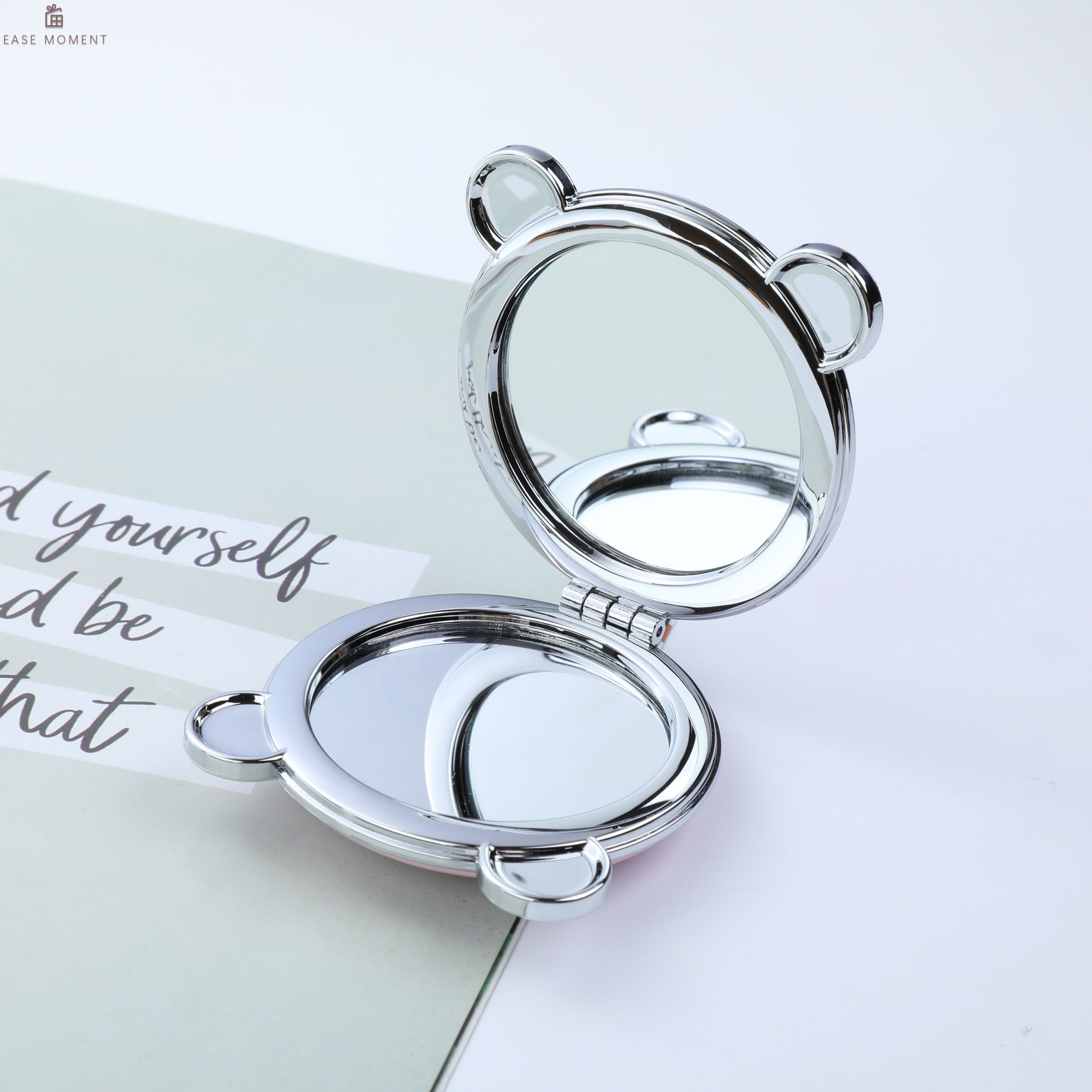 Bear Dual-Sided Leather Custom Print Portable Makeup Mirror