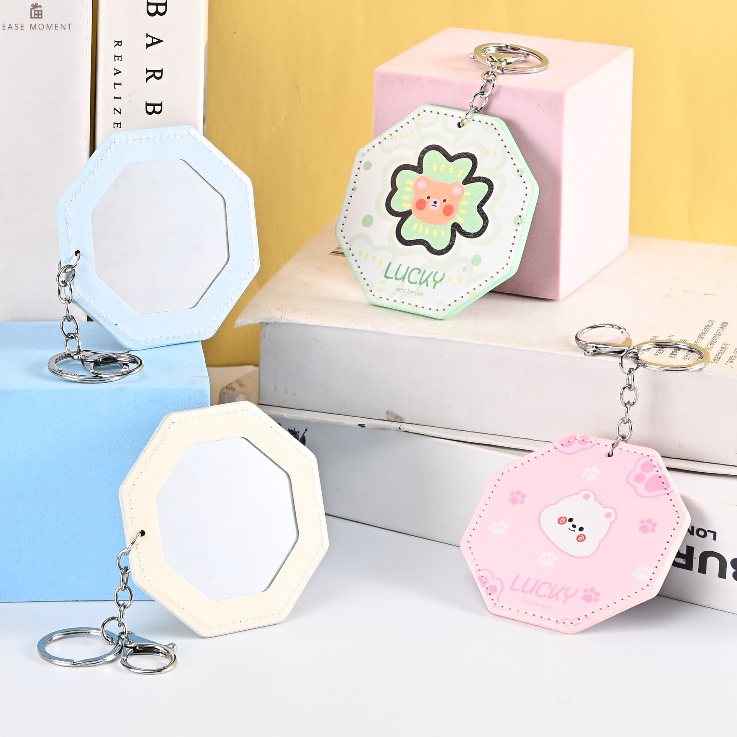 Leather-Printed Hangable Glass Mirror