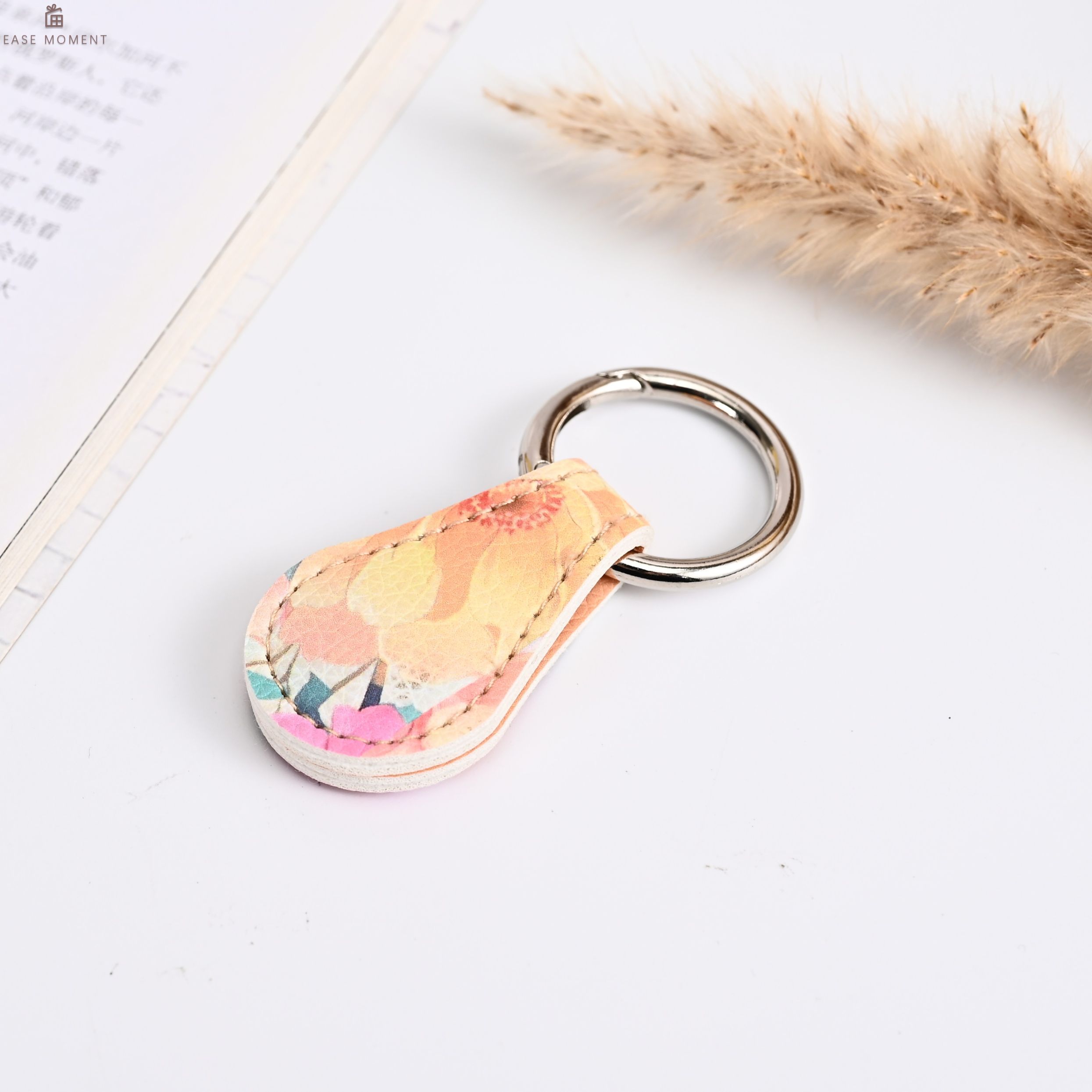 Floral PU Magnetic Key Ring - Multi-Use Keychain Cufflink Bookmark for ...