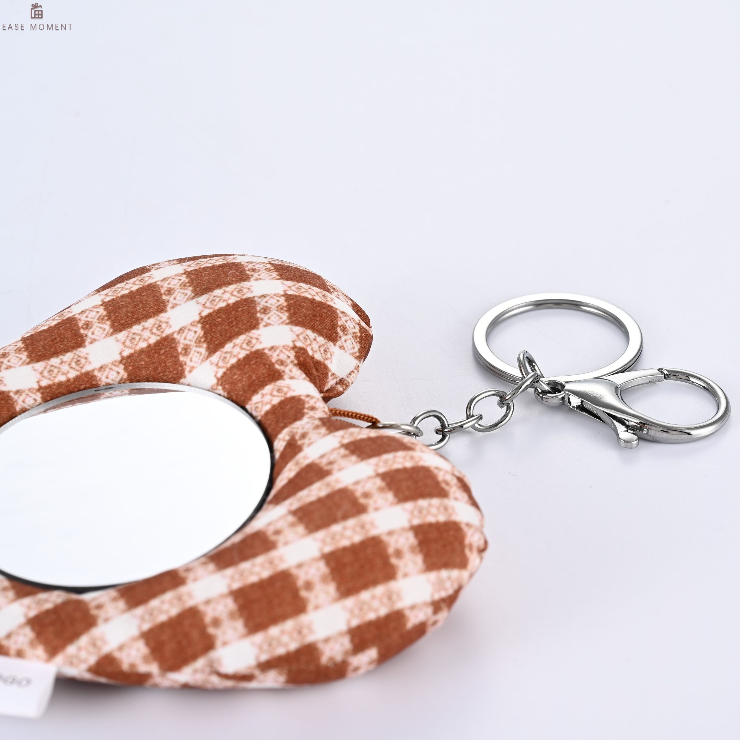 Cute Heart Shaped Plush Fabric Keychain Makeup Mirror - Portable ...