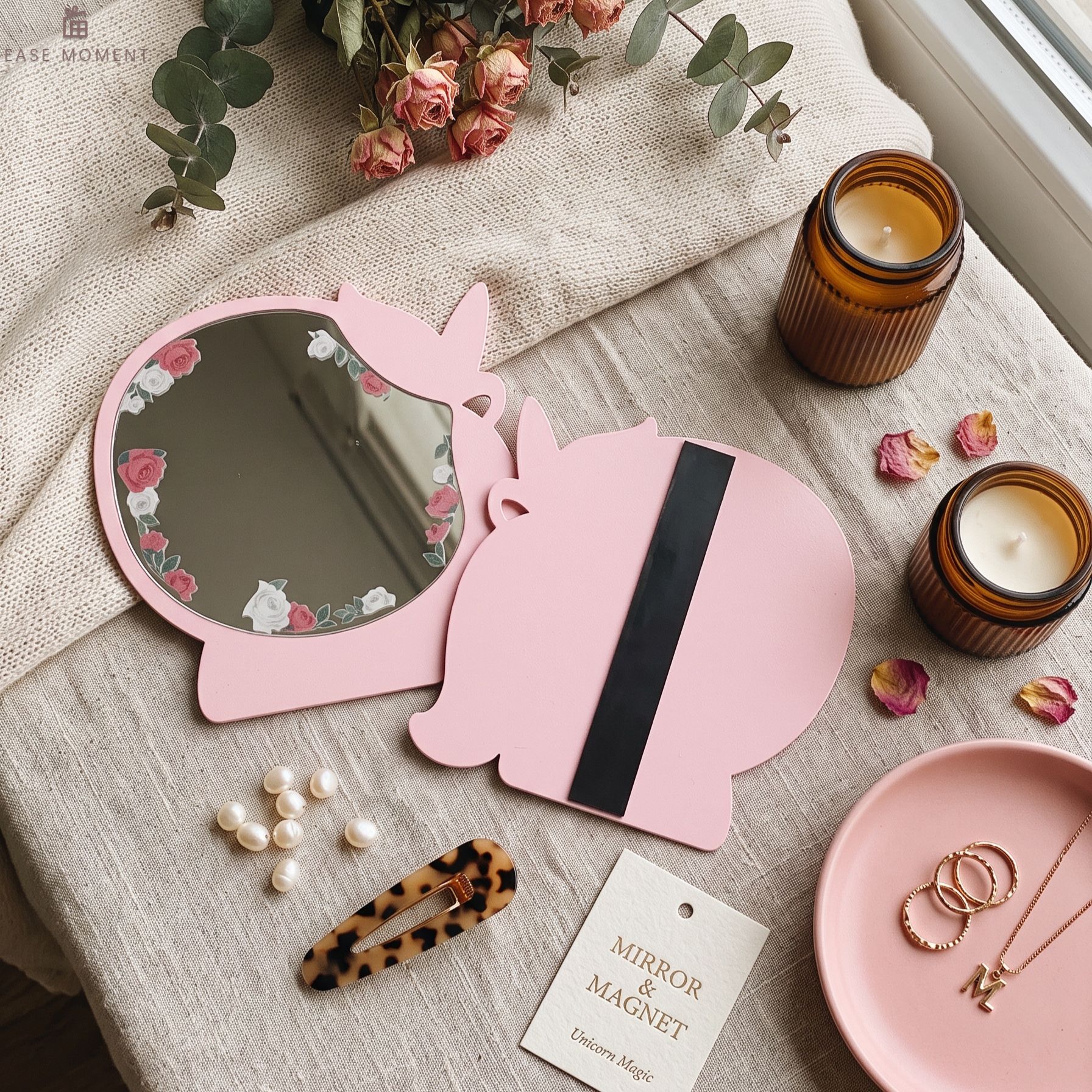 Magnetic Wall-Mounted Makeup Mirror - Iron Frame with Printed Glass