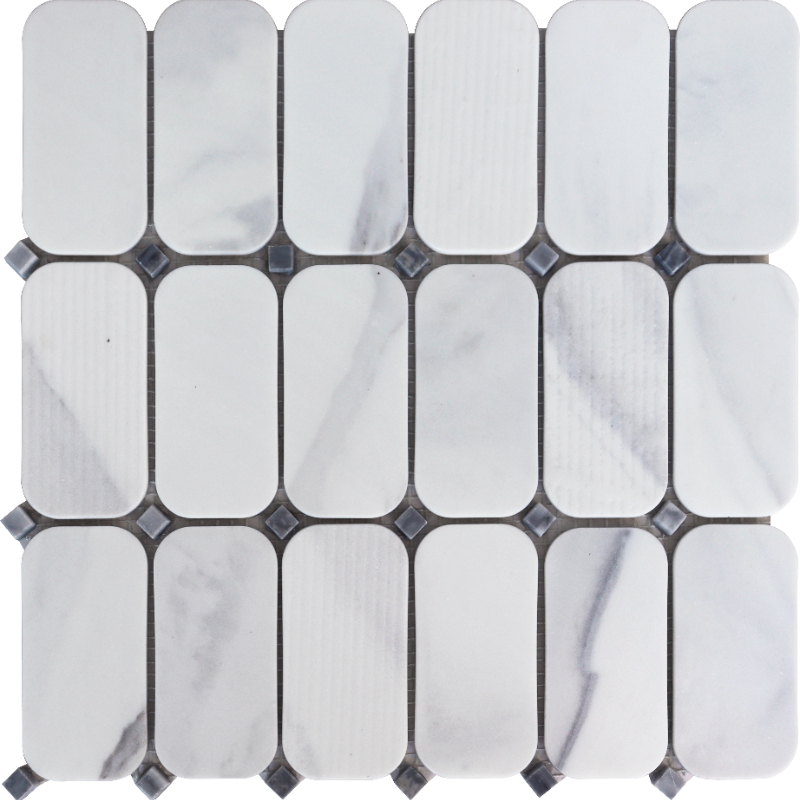 Recycled Glass Mosaic with Gray Marble, Glass Mosaic, Wall Tile, Floor Tile, Mosaic Tile