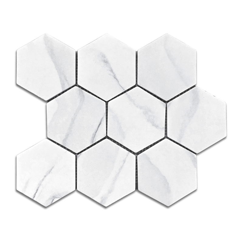 Recycle Glass, Hexagon Mosaic, 4’x4’ Hexagon, Glass Mosaic
