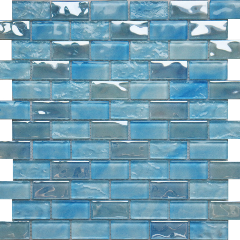 Blue High-Temperature Hand-Printed Swimming Pool Glass Mosaic, Subway Tile