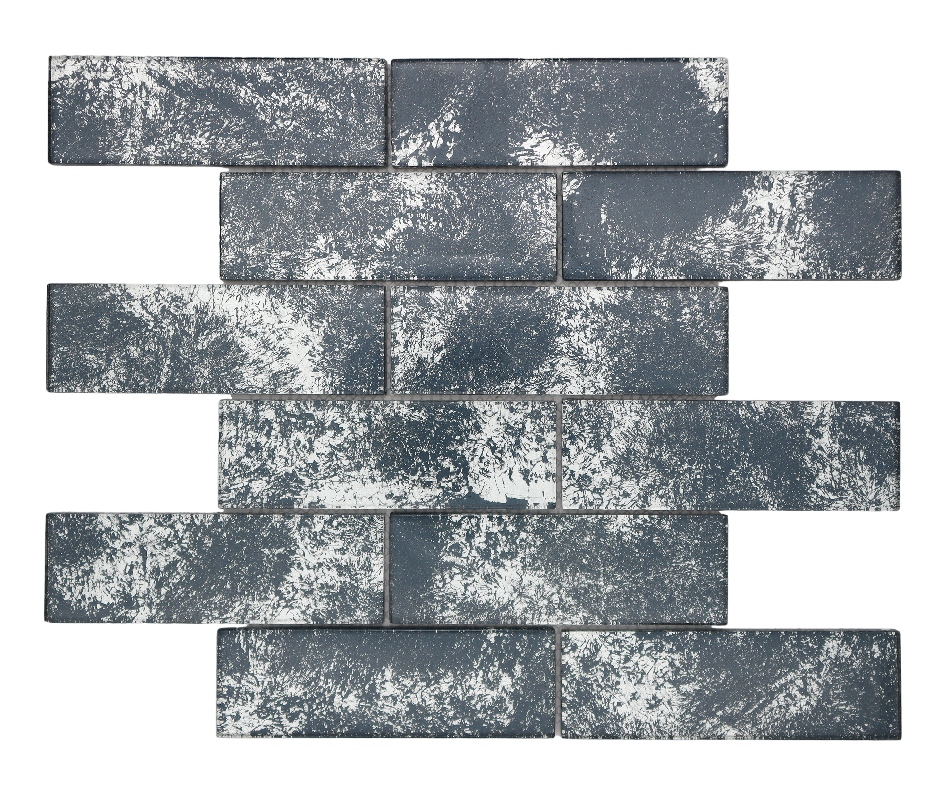 Silver Foil Dark Gray Subway Glass Mosaic