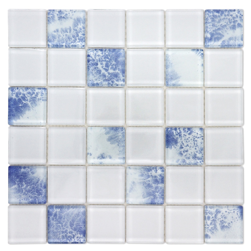 Square Blue&White Porcelain Style Glass Mosaic