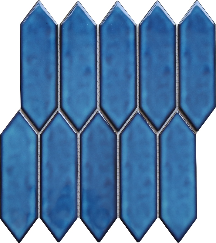 Mosaico Cerâmico em Kit Kat com Esmalte Azul queimada em Forno