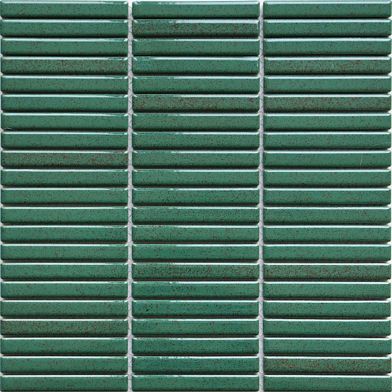 Mosaico cerâmico de tira verde vintage queimado em forno