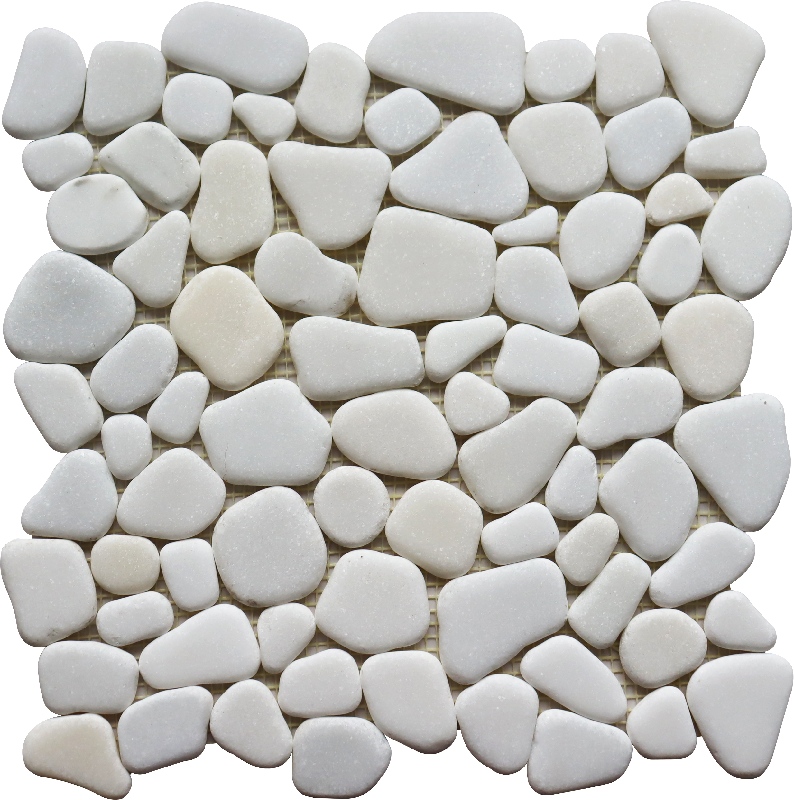 White Polished Irregular Pebble Mosaic Tile