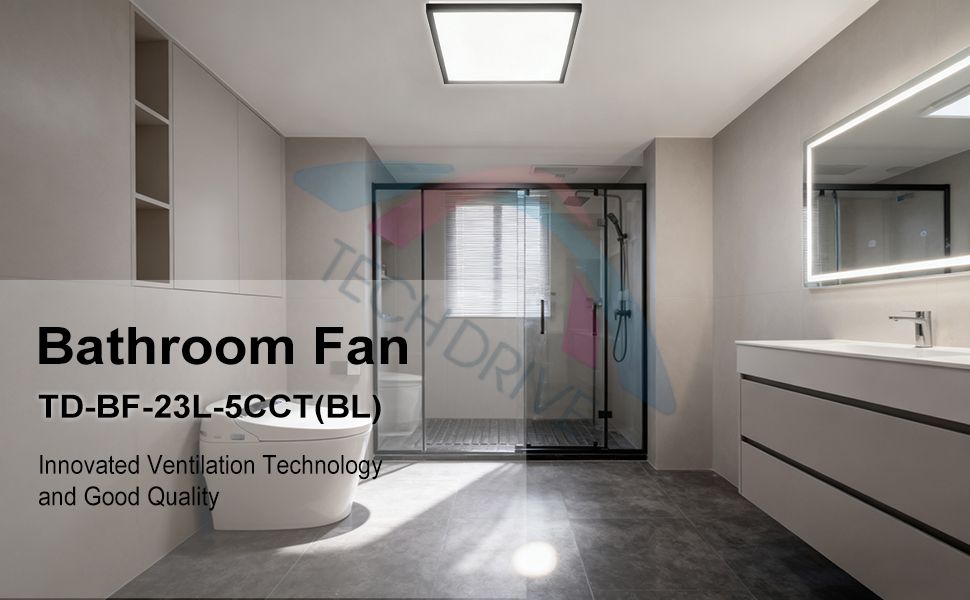 Super Quiet 6-Inch Duct Bathroom Exhaust Fan with LED Light Series: TD-BF-23L-5CCT(BL) & TD-BF-24L-5CCT(BL)