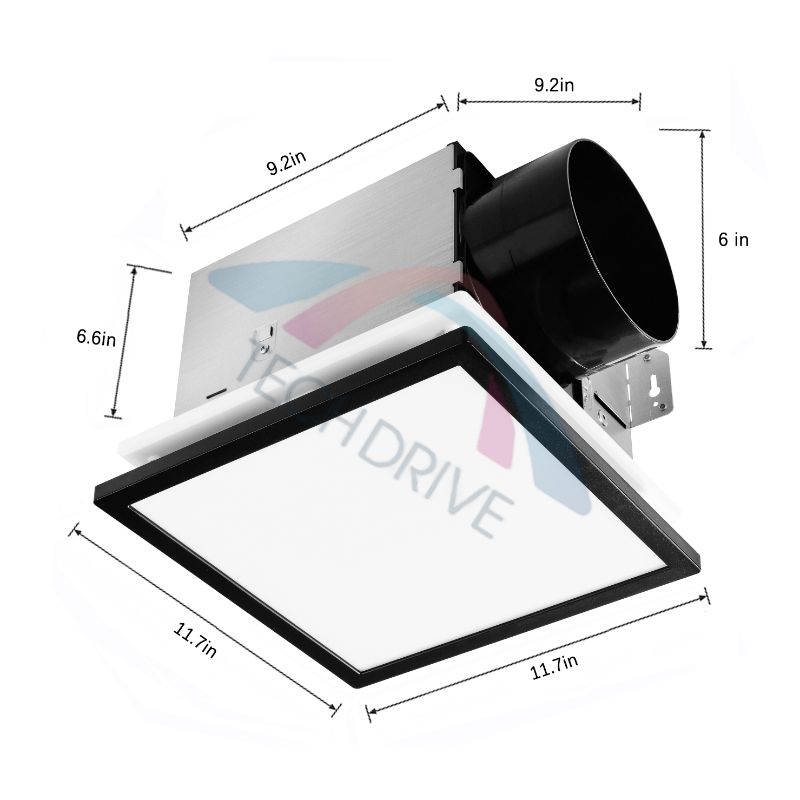 Super Quiet 6-Inch Duct Bathroom Exhaust Fan with LED Light Series: TD-BF-23L-5CCT(BL) & TD-BF-24L-5CCT(BL)