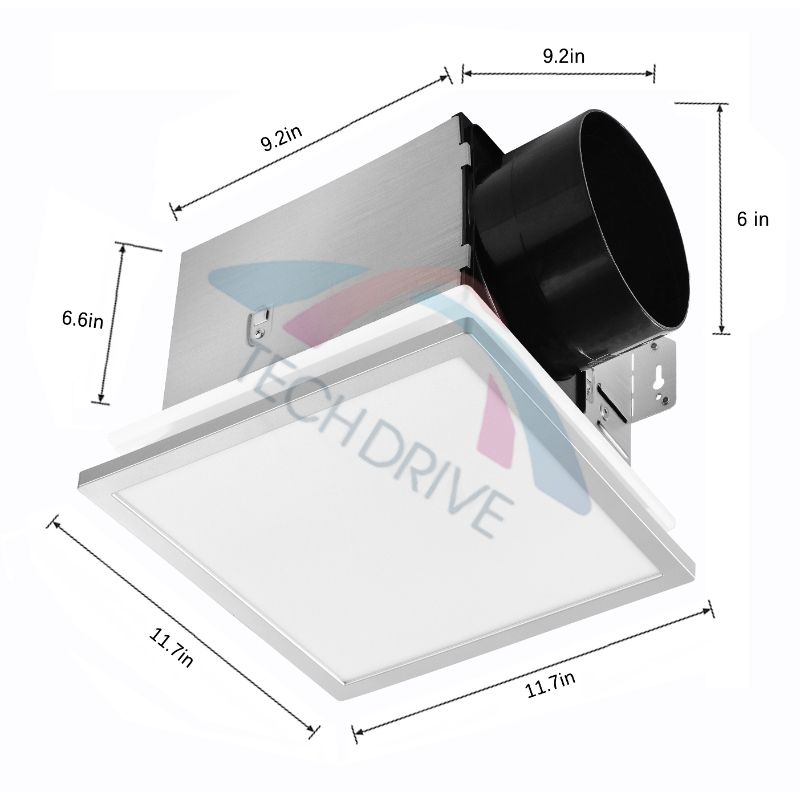 Super Quiet 130/150CFM 5CCT LED Bathroom Fan (Decorative Nickel Trim)