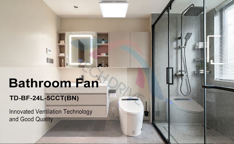Super Quiet 130/150CFM 5CCT LED Bathroom Fan (Decorative Nickel Trim)