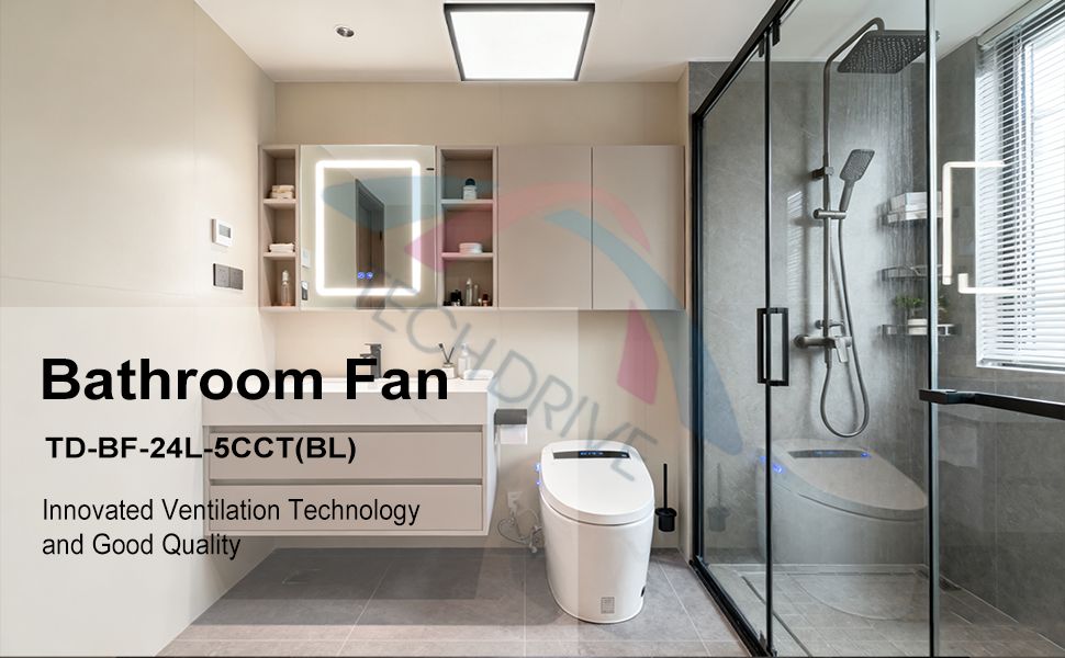 Super Quiet 6-Inch Duct Bathroom Exhaust Fan with LED Light Series: TD-BF-23L-5CCT(BL) & TD-BF-24L-5CCT(BL)